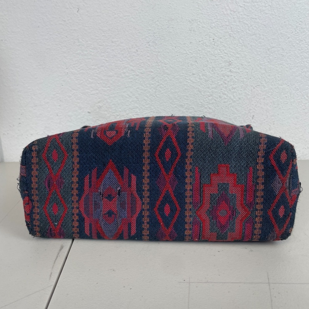 Vintage Toby Weston Purse Handbag Red Aztec Tribal Tapestry Shoulder Bag USA - Picture 4 of 13